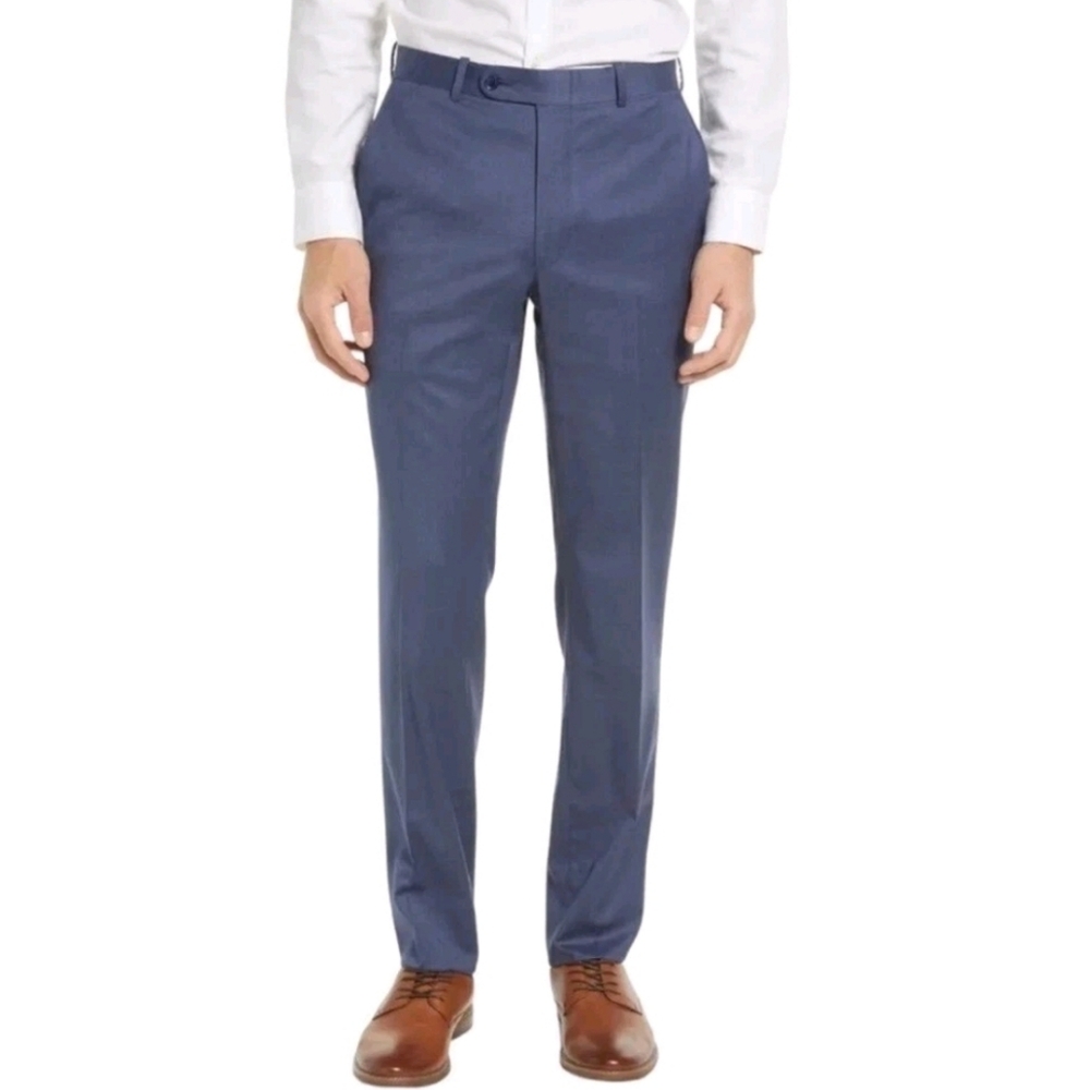 Peter Millar Mens Pants Size 44R Harker Blue Stretch Wool Dress Trouser New